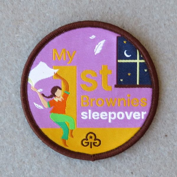 My first Brownies sleepover woven badge